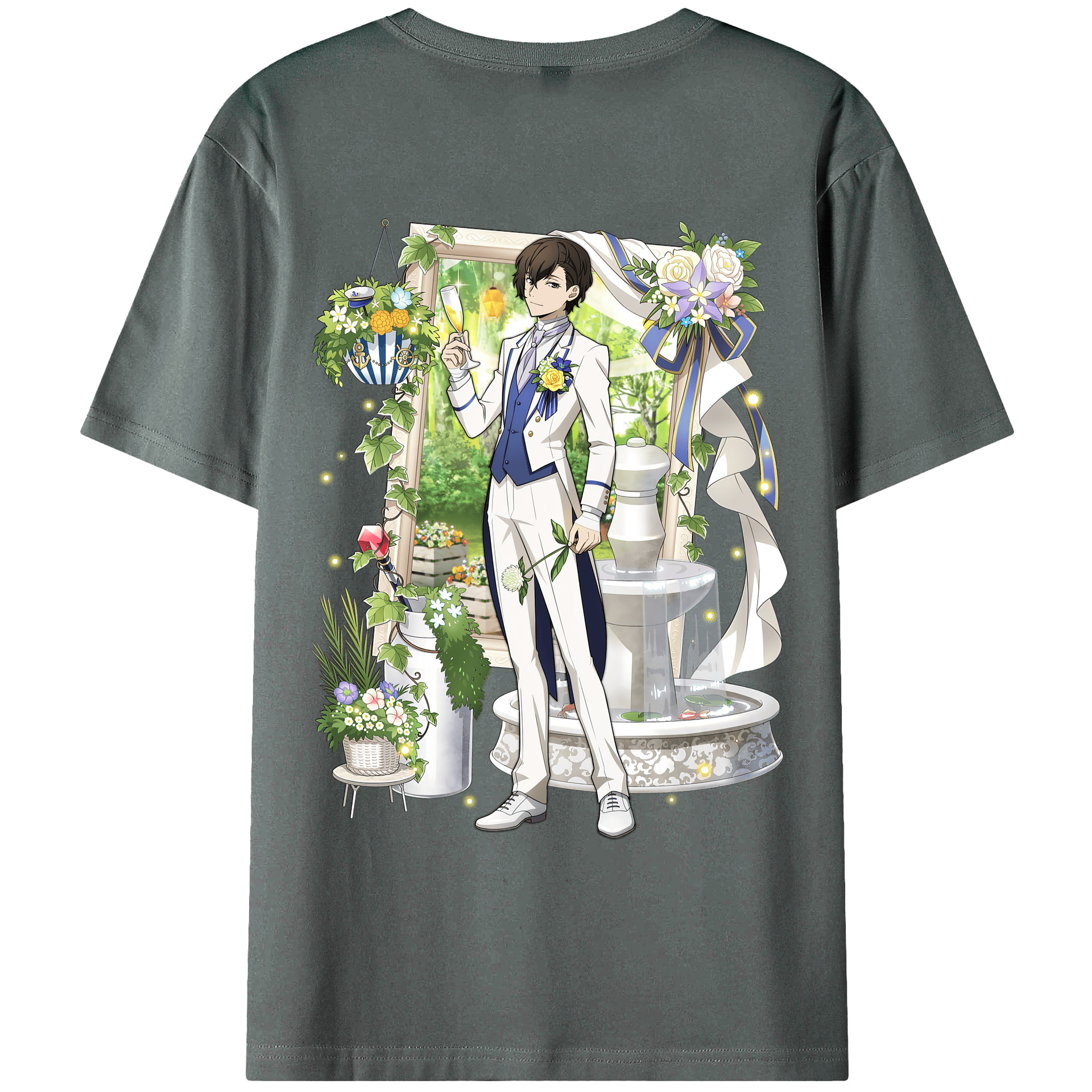 （画像用） 文豪ストレイドッグス Bungo Stray Dogs 綿100％ メンズ半袖Tシャツ（バックプリント） 通気性